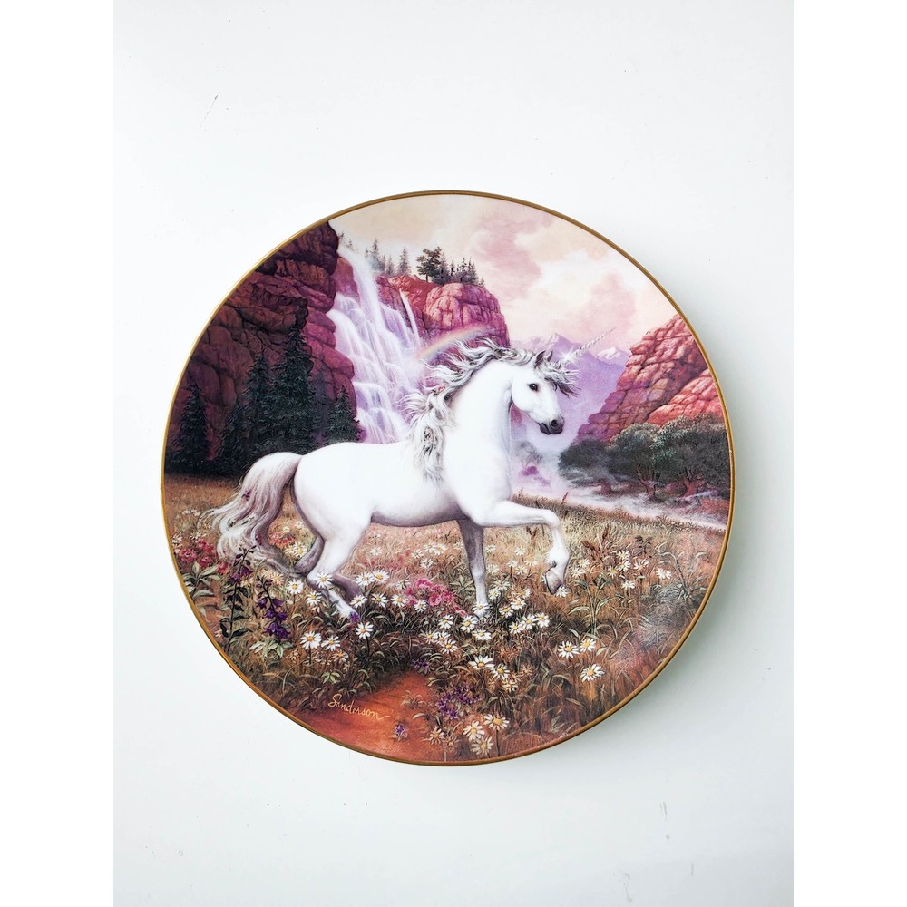 Princeton Gallery Ruth Sanderson Rainbow Valley of the Unicorn Collector Plate